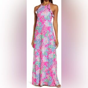 Lilly Pulitzer Billie Floral Halter Neck Pima Cotton Dress